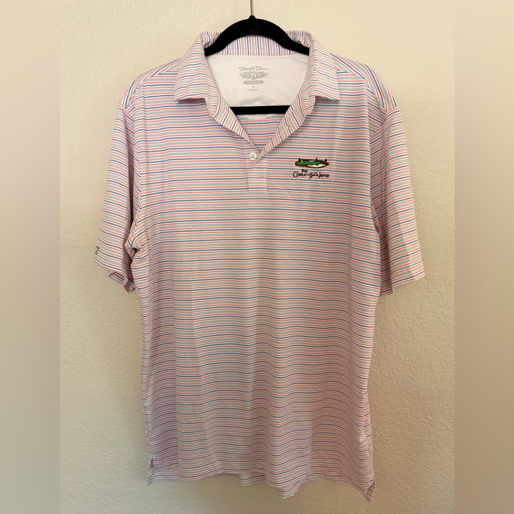 Straight Down Performance Striped Polo Shirt